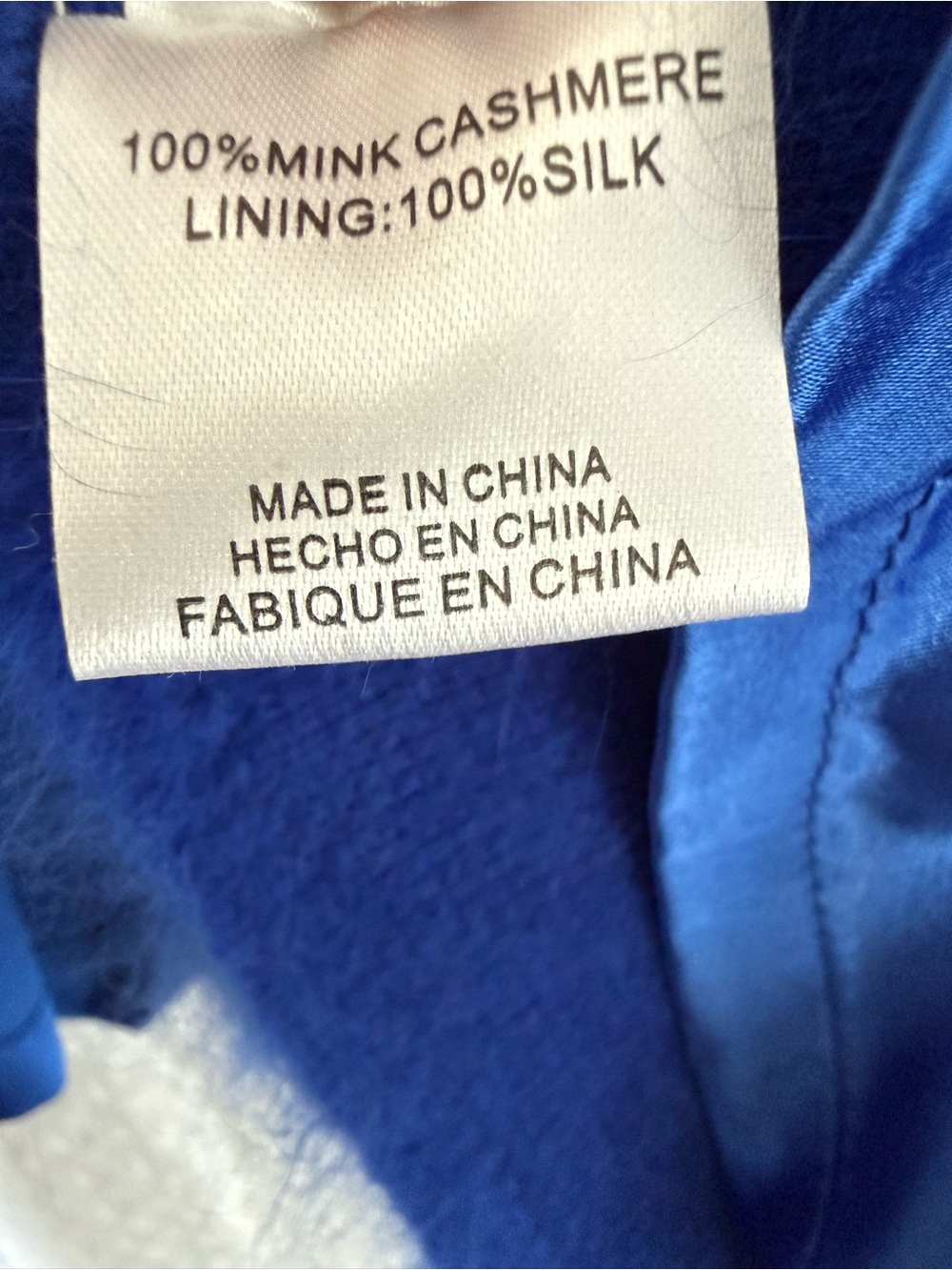Mosiqina 100% Mink Cashmere Blue Cropped Jacket Silk Lined Women’s Small - Picture 8 of 8